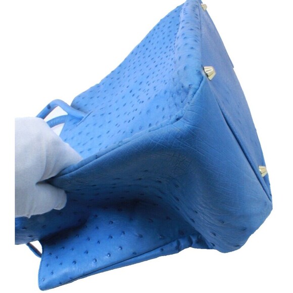 🔥 WH Petronela Blue Ostrich Handbag with Dust Bag - Luxurious Exotic Leather 🔥 - Picture 10 of 16